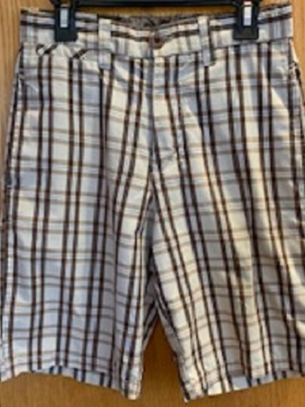 Micros Boys' Shorts Tan & Brown Plaid Belt Loops 5 Pockets sz: 8